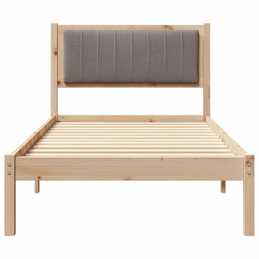 Estrutura de cama de solteiro Design com Cabeceira Estofada Cinzento-acastanhado