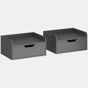 HOMCOM Conjunto de 2 Mesas de Cabeceira de Parede Flutuantes com 1 Gaveta para Quarto Design Simples 40x30x19,5 cm Preto
