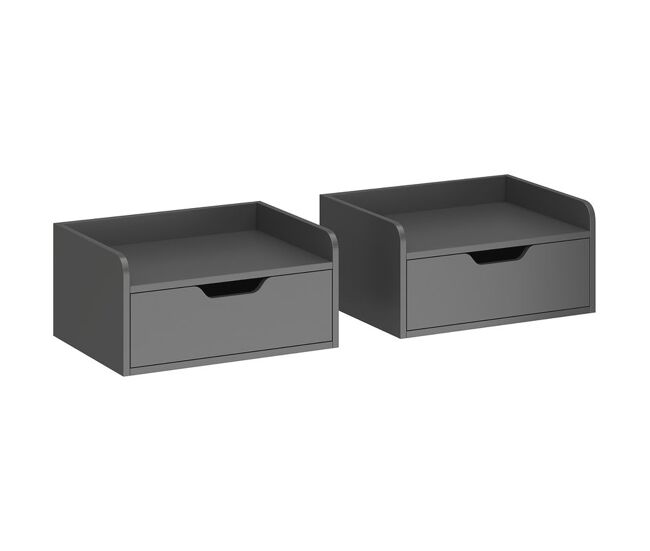 Homcom set de 2 mesillas de noche de pared mesitas de noche flotantes con 1 cajón para dormitorio habitación hogar diseño sencillo 40x30x19,5 cm negro