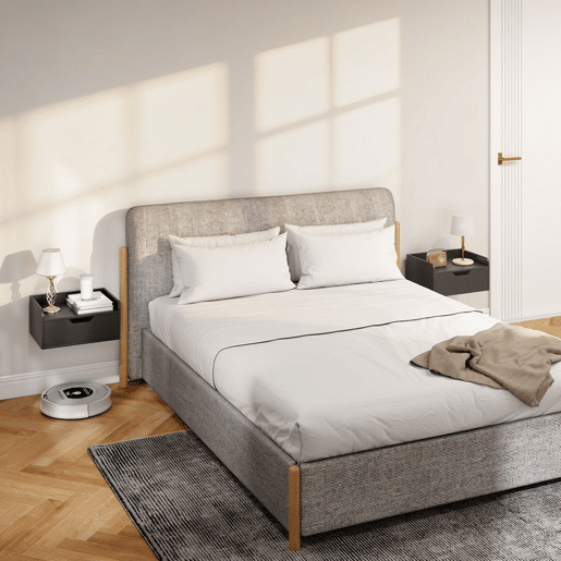 HOMCOM Conjunto de 2 Mesas de Cabeceira de Parede Flutuantes com 1 Gaveta para Quarto Design Simples 40x30x19,5 cm Preto