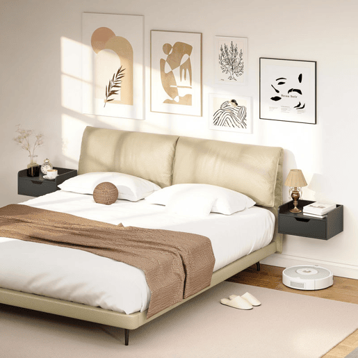 HOMCOM Conjunto de 2 Mesas de Cabeceira de Parede Flutuantes com 1 Gaveta para Quarto Design Simples 40x30x19,5 cm Preto