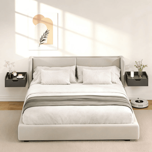 HOMCOM Conjunto de 2 Mesas de Cabeceira de Parede Flutuantes com 1 Gaveta para Quarto Design Simples 40x30x19,5 cm Preto