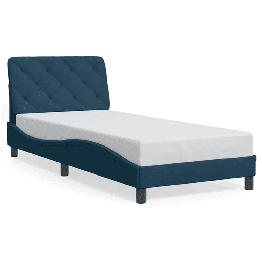 Estrutura de cama de solteiro para adultos com LED 80x200 cm veludo azul