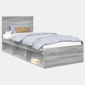 Estrutura de cama de solteiro com cabeceira - Cinza Sonoma 90 x 200 cm