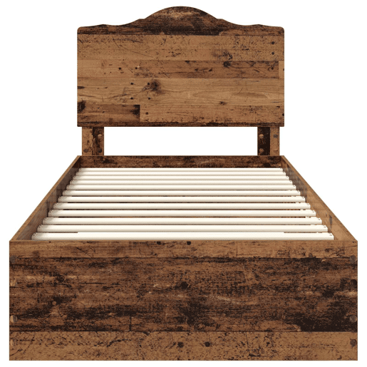 Estrutura de cama de solteiro para adultos Madeira antiga 90 x 190 cm Madeira processada