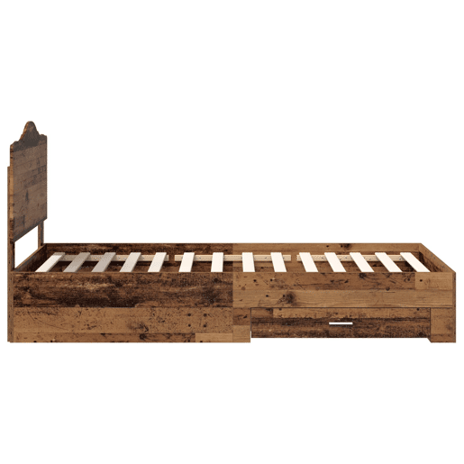 Estrutura de cama de solteiro para adultos Madeira antiga 90 x 190 cm Madeira processada