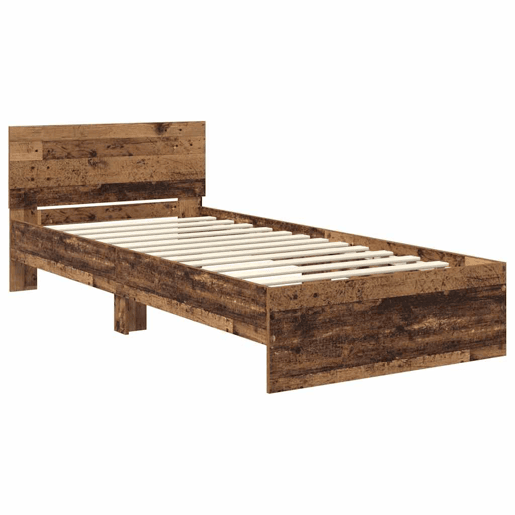 Estrutura de cama de solteiro para adultos Madeira Antiga 90 x 190 cm Madeira processada