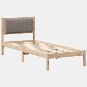 Estrutura de cama de solteiro Design com Cabeceira Estofada Cinzento-acastanhado