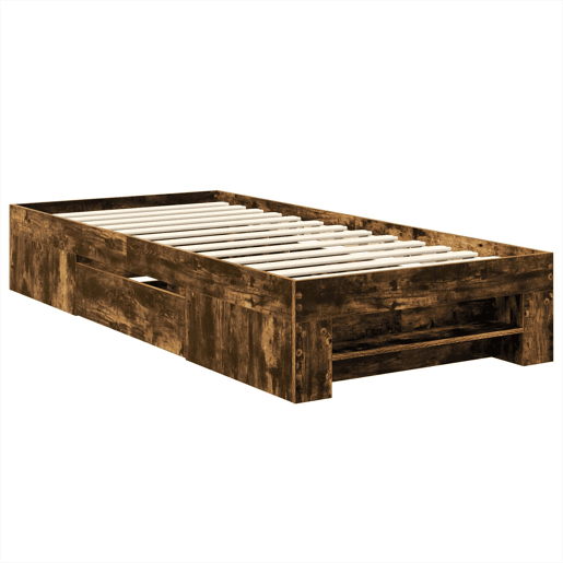 Estrutura de cama de solteiro para adultos com cabeceira Carvalho Defumado 90 x 200 cm Estrutura de cama de solteiro para adultos com cabeceira Carvalho Defumado 90 x 200 cm