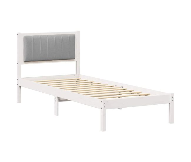 Estructura de cama simple para adultos con cabecera - tapizada gris claro 75 x 190 cm