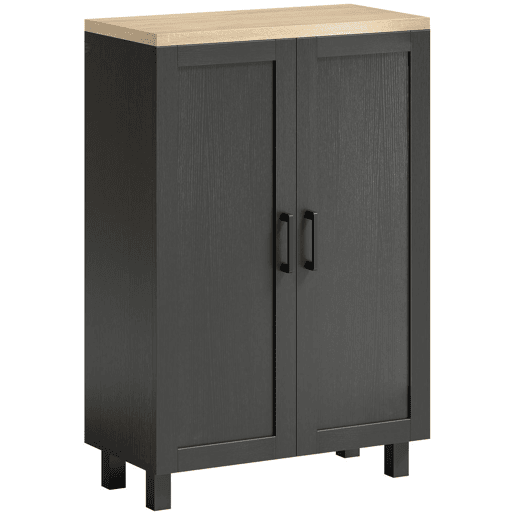 HOMCOM Aparador Estreito de 2 Portas, Armário de Cozinha com Prateleira Ajustável para Sala, Entrada ou Quarto, 60x30x90 cm, Preto
