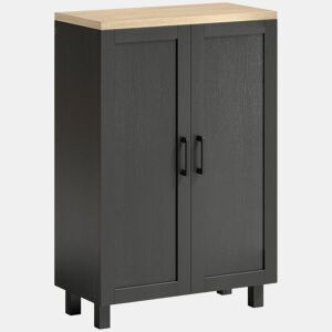 HOMCOM Aparador Estreito de 2 Portas, Armário de Cozinha com Prateleira Ajustável para Sala, Entrada ou Quarto, 60x30x90 cm, Preto