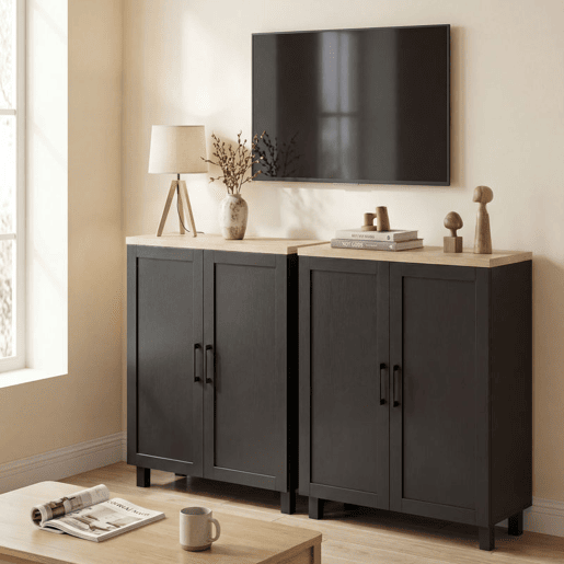 HOMCOM Aparador Estreito de 2 Portas, Armário de Cozinha com Prateleira Ajustável para Sala, Entrada ou Quarto, 60x30x90 cm, Preto