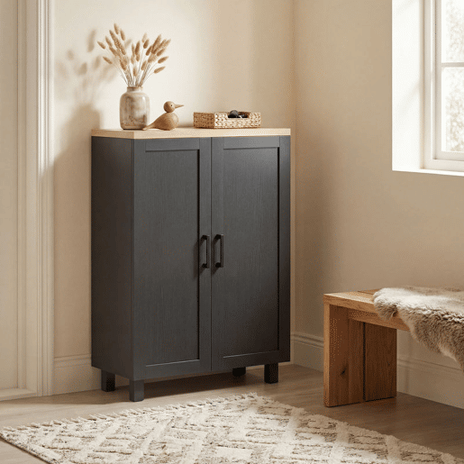 HOMCOM Aparador Estreito de 2 Portas, Armário de Cozinha com Prateleira Ajustável para Sala, Entrada ou Quarto, 60x30x90 cm, Preto