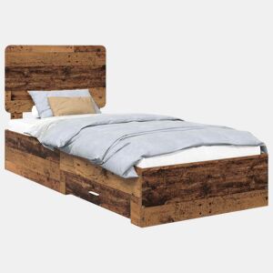 Estrutura de cama de solteiro para adultos Madeira antiga 90 x 190 cm Madeira processada