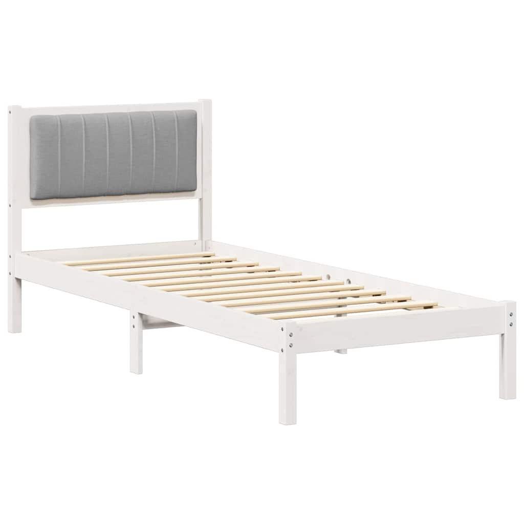 Estructura de cama simple para adultos 85x205 Blanco/ Gris Claro