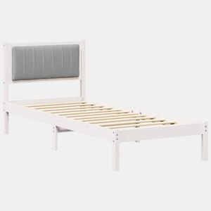 Estrutura de cama de solteiro simple com Cabeceira Estofada Cinzento-claro
