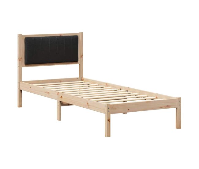 Estructura de cama simple para adultos con cabecera - tapizada negro 75 x 190 cm