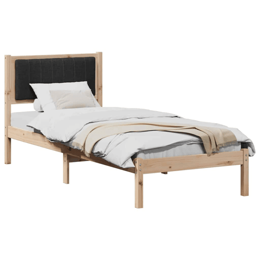 Estrutura de cama de solteiro para adultos com Cabeceira Estofada Preto 75 x 190 cm
