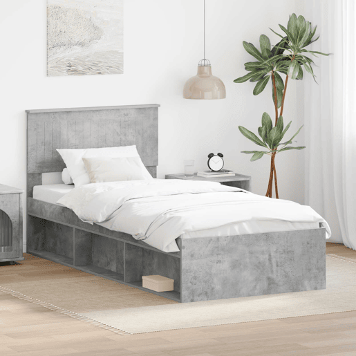 Estrutura de cama de solteiro para adultos com cabeceira Concreto 90 x 200 cm