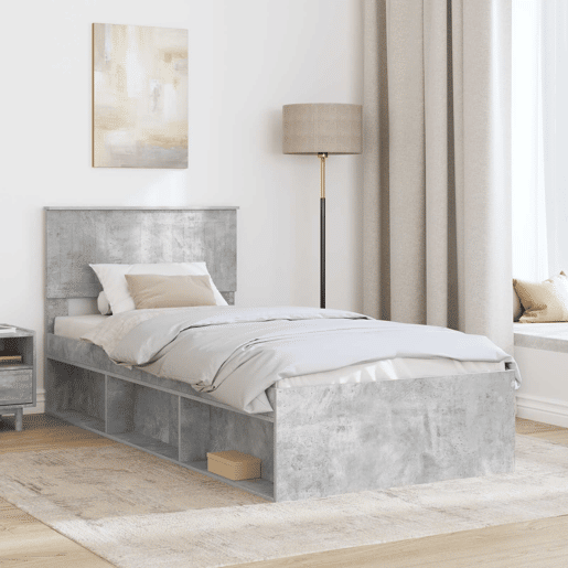 Estrutura de cama de solteiro para adultos com cabeceira Concreto 90 x 200 cm
