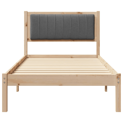 Estrutura de cama de solteiro para adultos com Cabeceira Estofada Cinza Escuro