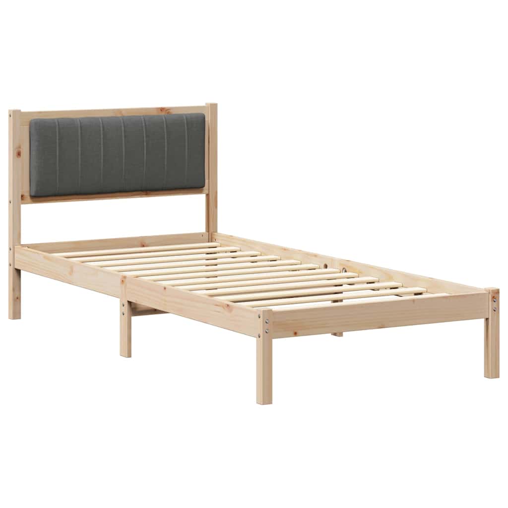 Estructura de cama simple para adultos con cabecera - tapizada gris oscuro