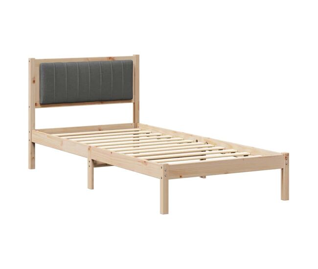 Estructura de cama simple para adultos con cabecera - tapizada gris oscuro