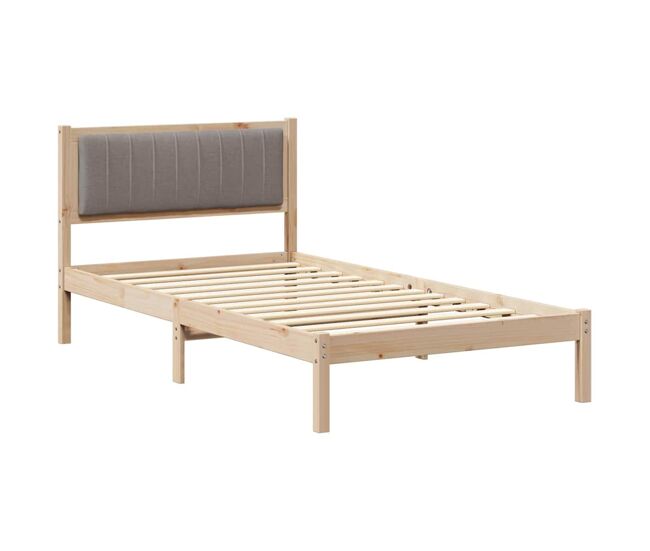 Estructura de cama individual para adultos con cabecera tapizada - taupé 100 x 200 cm