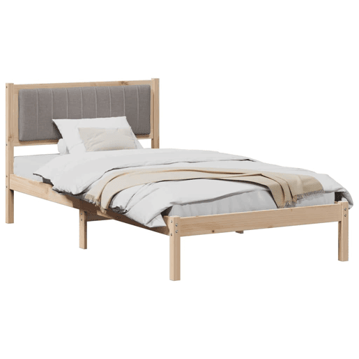 Estrutura de cama de solteiro para adultos com Cabeceira - Estofada Cinzento-acastanhado