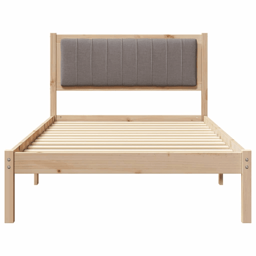 Estrutura de cama de solteiro para adultos com Cabeceira - Estofada Cinzento-acastanhado