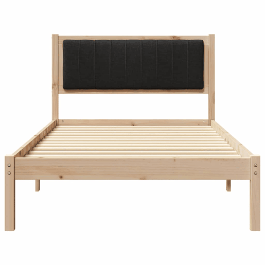 Estrutura de cama de solteiro para adultos com Cabeceira - Estofada Preto 100 x 200 cm