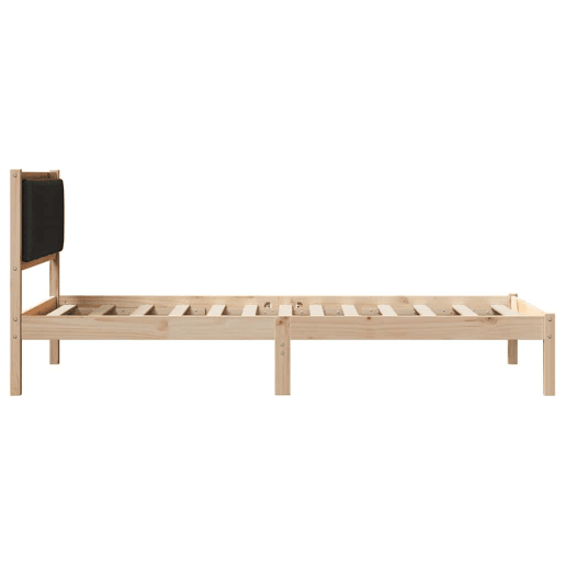 Estrutura de cama de solteiro para adultos com Cabeceira - Estofada Preto 100 x 200 cm
