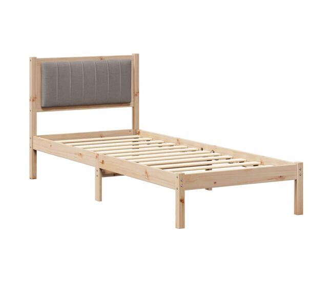 Estructura de cama simple para adultos con cabecera - tapizada taupé 75 x 190 cm