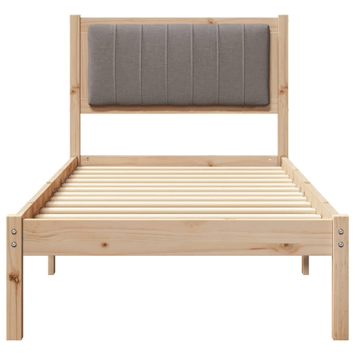 Estrutura de cama de solteiro Design com Cabeceira Estofada Cinzento-acastanhado