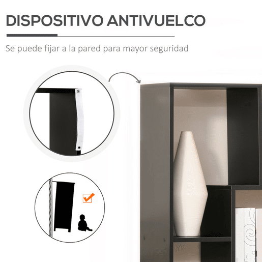 HOMCOM Estante Moderna Biblioteca Estreita com 8 Prateleiras Estante para Sala Quarto Escritório 70x24x178 cm Preto