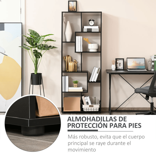 HOMCOM Estante Moderna Biblioteca Estreita com 8 Prateleiras Estante para Sala Quarto Escritório 70x24x178 cm Preto
