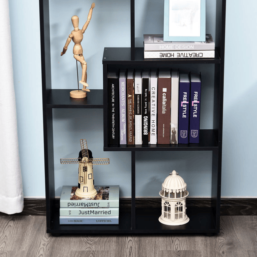 HOMCOM Estante Moderna Biblioteca Estreita com 8 Prateleiras Estante para Sala Quarto Escritório 70x24x178 cm Preto
