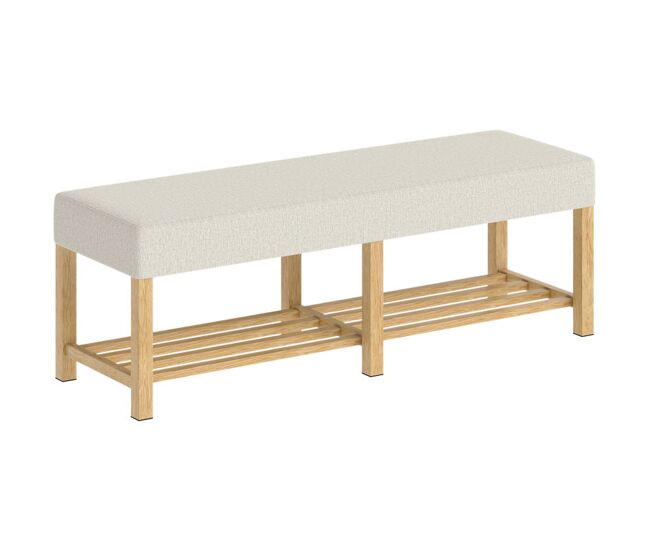 Homcom banco zapatero, banco recibidor moderno, con asiento acolchado para 2 personas, estante abierto, marco de madera, para entrada, pasillo, salón,