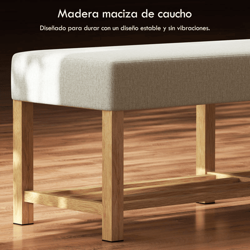 HOMCOM Banco Sapateira, Banco de Entrada Moderno com Assento Acolchoado para 2 Pessoas Prateleira Aberta Estrutura de Madeira para Entrada Corredor Sala 140x44x48 cm Creme e Madeira