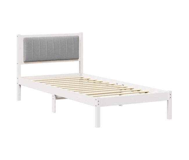 Estructura de cama simple para adultos con cabecera - tapizada gris claro 90 x 200 cm