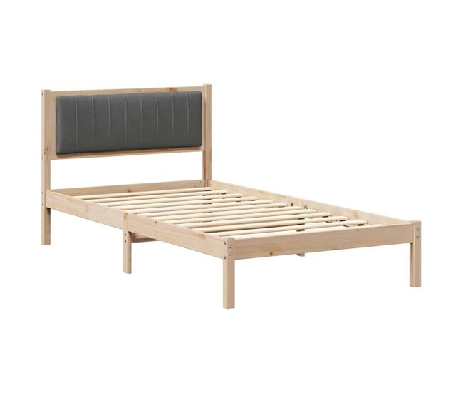 Estructura de cama simple para adultos con cabecera - tapizada gris oscuro