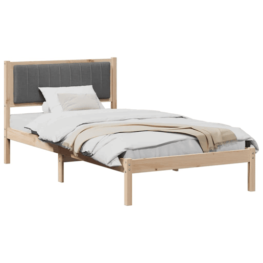 Estrutura de cama de solteiro para adultos com Cabeceira Estofada Cinza Escuro