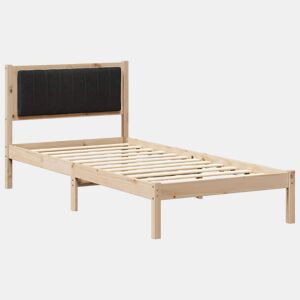 Estrutura de cama de solteiro para adultos com Cabeceira Estofada Preto 90 x 190 cm