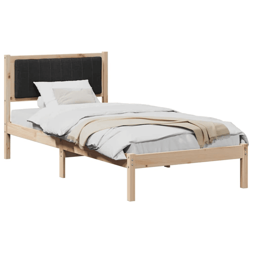 Estrutura de cama de solteiro para adultos com Cabeceira Estofada Preto 90 x 190 cm