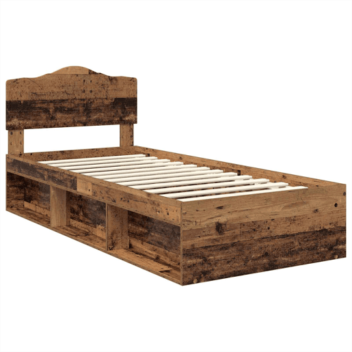 Estrutura de cama de solteiro para adultos com cabeceira Madeira antiga 90 x 200 cm