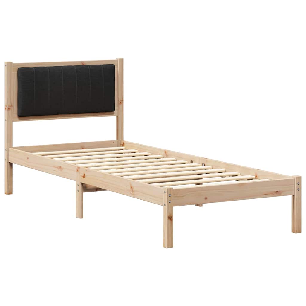 Estructura de cama simple para adultos 85x205 Negro/ Madera