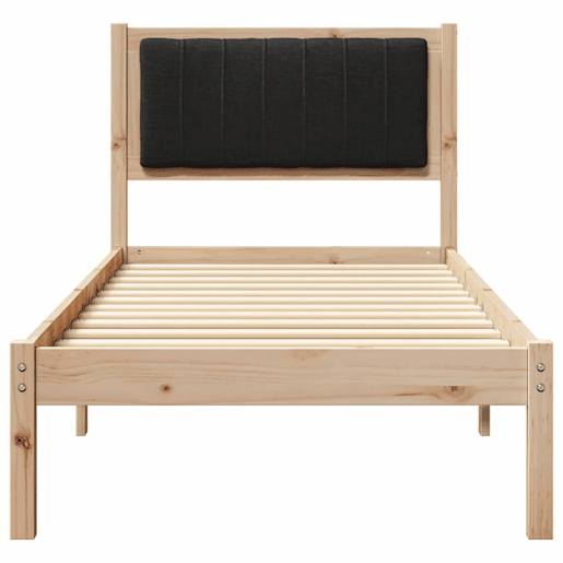 Estrutura de cama de solteiro para adultos com Cabeceira Estofada Preto 80 x 200 cm
