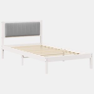 Estrutura de cama de solteiro simple com Cabeceira Estofada Cinzento-claro