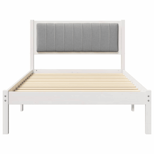 Estrutura de cama de solteiro simple com Cabeceira Estofada Cinzento-claro